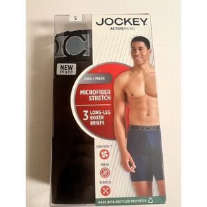 Jockey Microfiber Stretch Long Leg Boxer Briefs 3‎ Pair Men's Size S